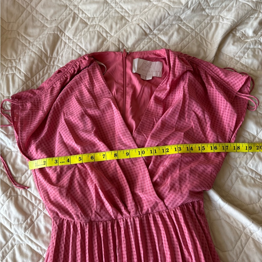 Gal Meets Glam 2 Angelica Pink Pleated Midi Dress with gingham pattern - Picture 9 of 11